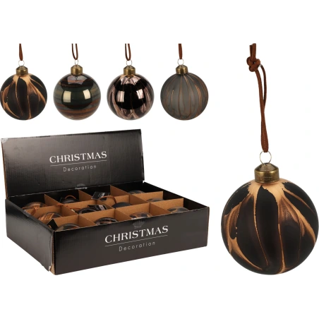 Christmas tree toys, 80 mm, with dark marble patterns