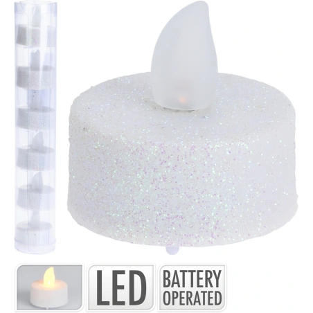 LED candles, white, glossy, 1 pack. - 6 pcs.