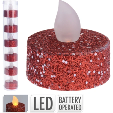 LED candles, red, glossy, 1 pack. - 6 pcs.