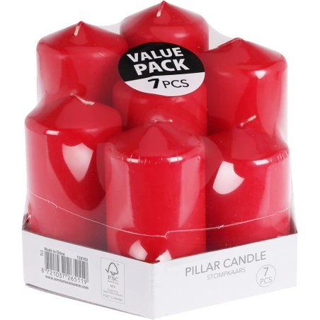 Red color,  set of candles, 1 pack - 7 pcs.