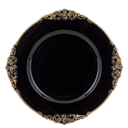 Plate, 35 cm, black and gold