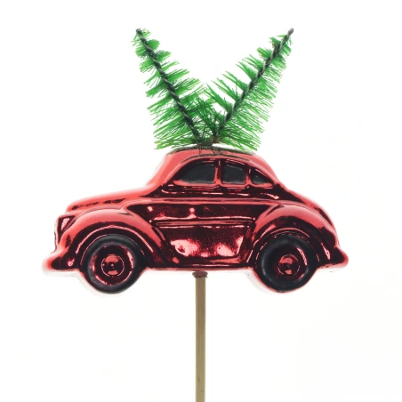 Lech Christmas car, 10 cm on a 50 cm stick, red