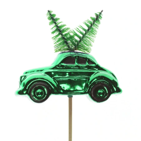 Christmas car "Lech", 10 cm on a 50 cm stick, green color