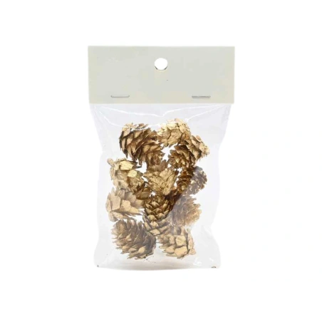 Pine cones in a packet, 25 g, golden color