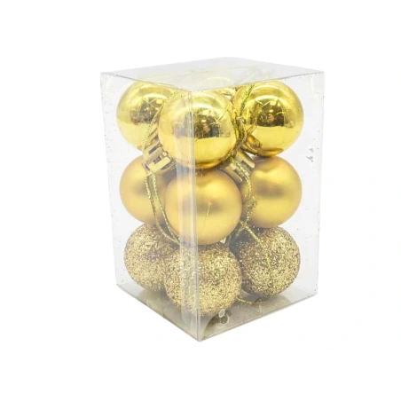 Christmas tree toys, golden, 1 pack. - 12 pcs.