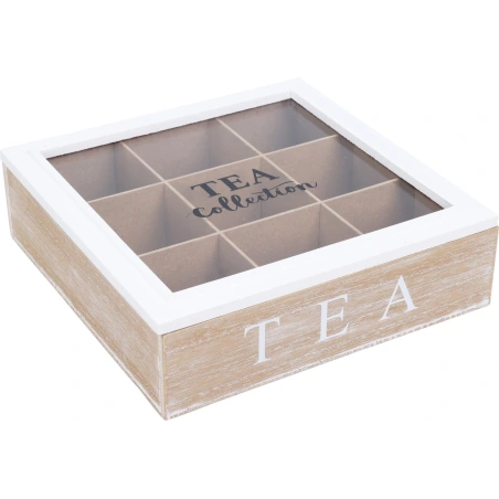 Tea box, 24×24×7 cm, 9 compartments