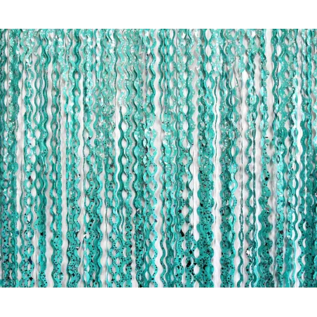 Fringe Deco Curtain Swirls - Silver Stars, turquoise, 100×200 cm