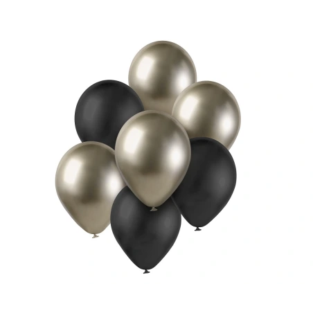 Balloons, 30 cm, prosecco & black, 1 pack. - 7 pcs.