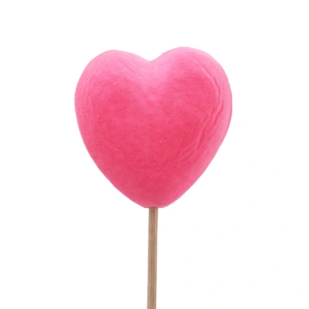 Heart, 8 cm on a 50 cm stick, pink