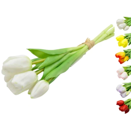 Artificial tulips, 28 cm, 5 pcs., various colors