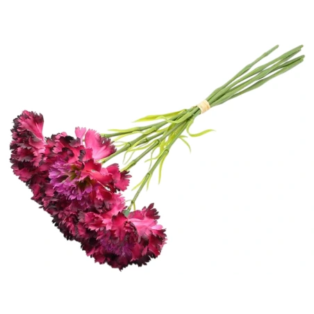 Bouquet of 5 artificial carnations, 52 cm, dark pink