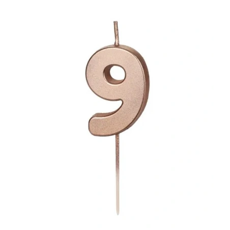 Birthday Candle Number 9, rose gold, 4.5cm (1 pkt / 1 pc.)