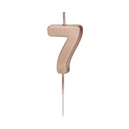 Birthday Candle Number 7, rose gold, 4.5cm (1 pkt / 1 pc.)