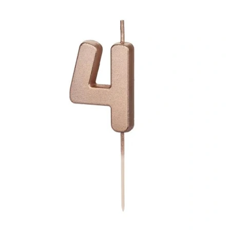 Birthday Candle Number 4, rose gold, 4.5cm (1 pkt / 1 pc.)