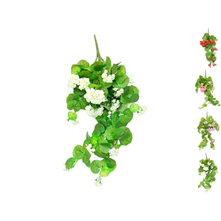 Hanging bouquet of artificial geraniums, 78 cm