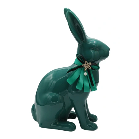 Ceramic bunny, 23×13.5×37 cm, green