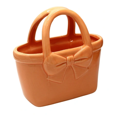 Ceramic pot "Handbag", 27×12.9×28 cm, orange color