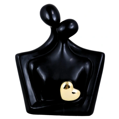 Ceramic decoration "Couple with a golden heart", 18×8.5×21.4 cm, black