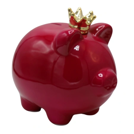 Pig money box, 14×12×15 cm, fuchsia