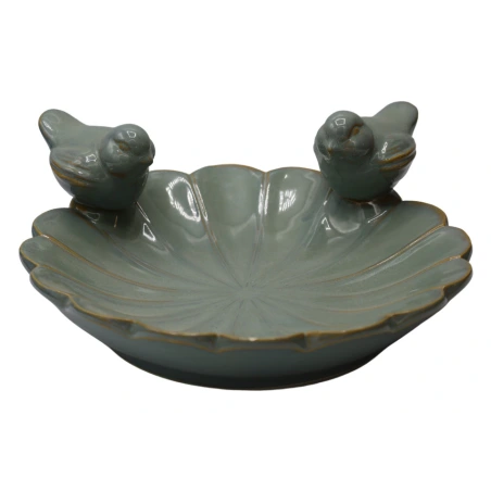 Bird drinking-bowl, gray-green color, 25.5×25.5×12 cm