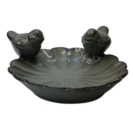 Bird drinking-bowl, green-gray, 25.5×25.5×12 cm