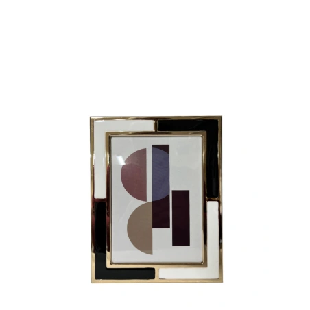 Frame, 14×19×1 cm, gold, white-black colors