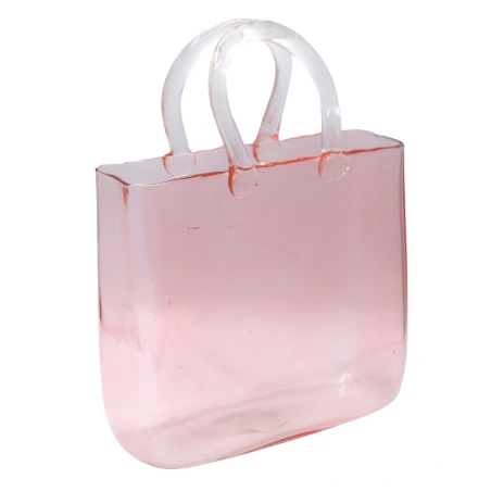 Vase - handmade, glass, pink, 24×10×32 cm