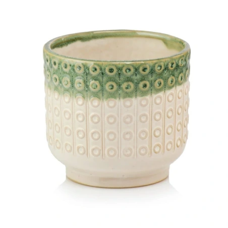 Flowerpot, 13×14 cm, green-cream color