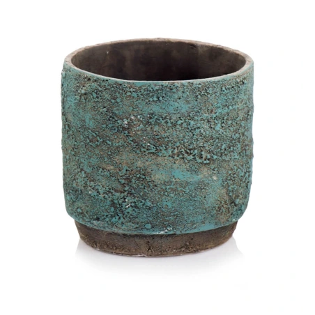 Flowerpot "RUSTIC", 14×13 cm, greenish blue