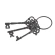 Decorative keys, 13×16 cm, dark brown, 1 set - 3 pcs.