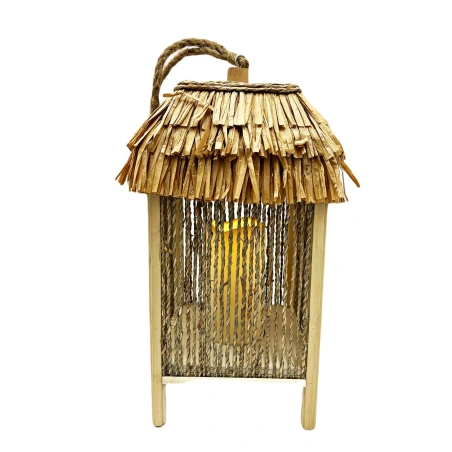 Wicker lantern, 19×19×39 cm