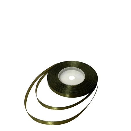 Single-sided satin ribbon, dark moss green