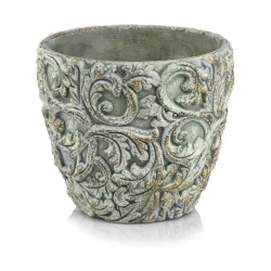 Ceramic flowerpot, turquoise green and brown