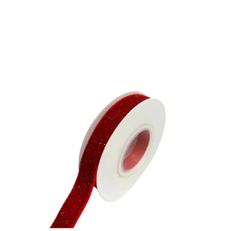Single-sided velvet ribbon, red shiny color
