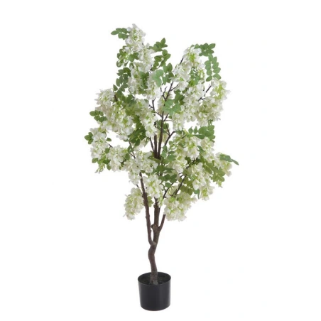 Artificial wisteria in a pot, white / purple, 122 cm