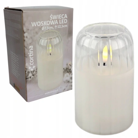 Glass LED candle, 12.5×7.5 cm