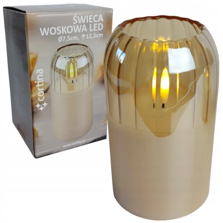 Glass LED candle, 12.5×7.5 cm