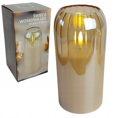 Glass LED candle, 15×7.5 cm