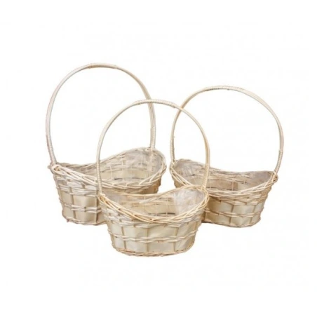 Wicker baskets, dimensions of the largest basket - 58×48×35 cm, 1 set - 3 pcs.