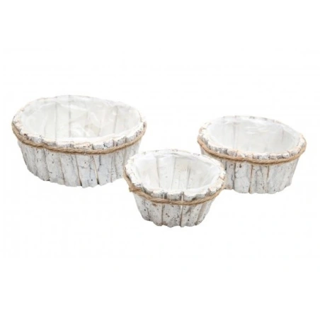 Tree bark pots, 1 set - 3 pcs - 10×25, 9×21, 8.5×18 cm