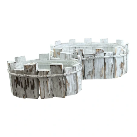 Medžio žievės vazonai, 1 kompl. - 2 vnt. - 12×23×33, 10,5×18×25,5 cm
