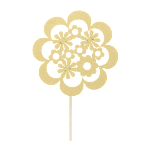 Flower, 8 cm on a 50 cm stick, yellow