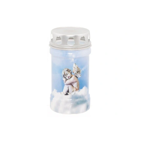 Candle with an image of an angel, burns for 36 hours.