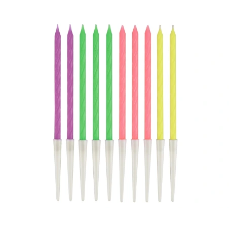 Neon Birthday Candles, 13,5 cm, 10 pcs.