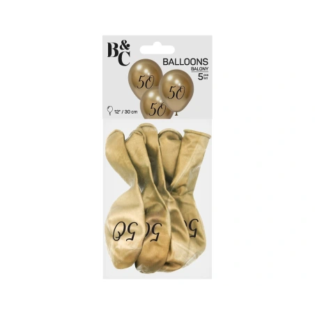 Balloons „50“, 1 pack. - 5 pcs., 30 cm