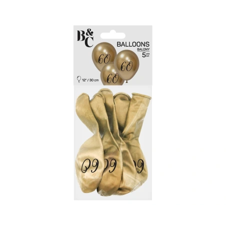 Balloons „60“, 1 pack. - 5 pcs., 30 cm