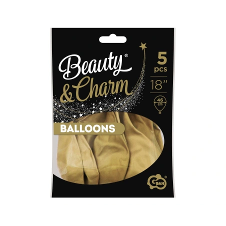 Balloons, 1 pack. - 5 pcs., 46 cm, golden