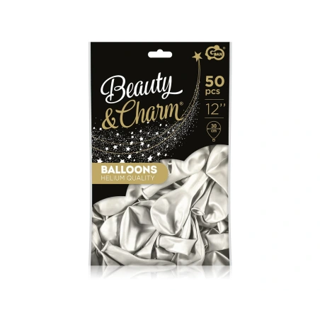 Balloons, 1 pack. - 50 vnt., 30 cm, metallic white