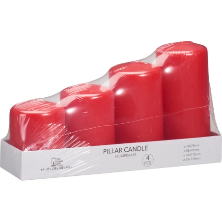 Candles, red color, 1 pack - 4 pcs.