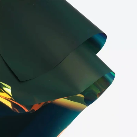 Double Sided Wrapping Paper, 50×50 cm, holographic gold / green, 1 pack. - 15 sheets